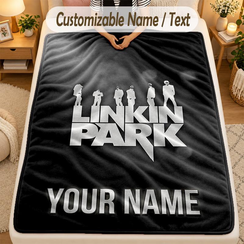 Flannel BlanketLinkin Park Custom Name Text Personalized Soft Warm Throw Blanket Home Decor Gift