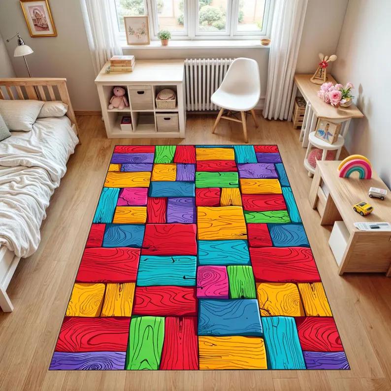 Colorful Printed Carpet Abstract Geometric Vortex Bedroom Bedside Porch Anti Slip Floor Mat Office Decoration Rug