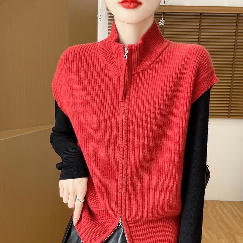 Dames kasjmier vest Qinghe kasjmier 30% kasjmier 70% wol herfst en winter kasjmier vest zacht en warm