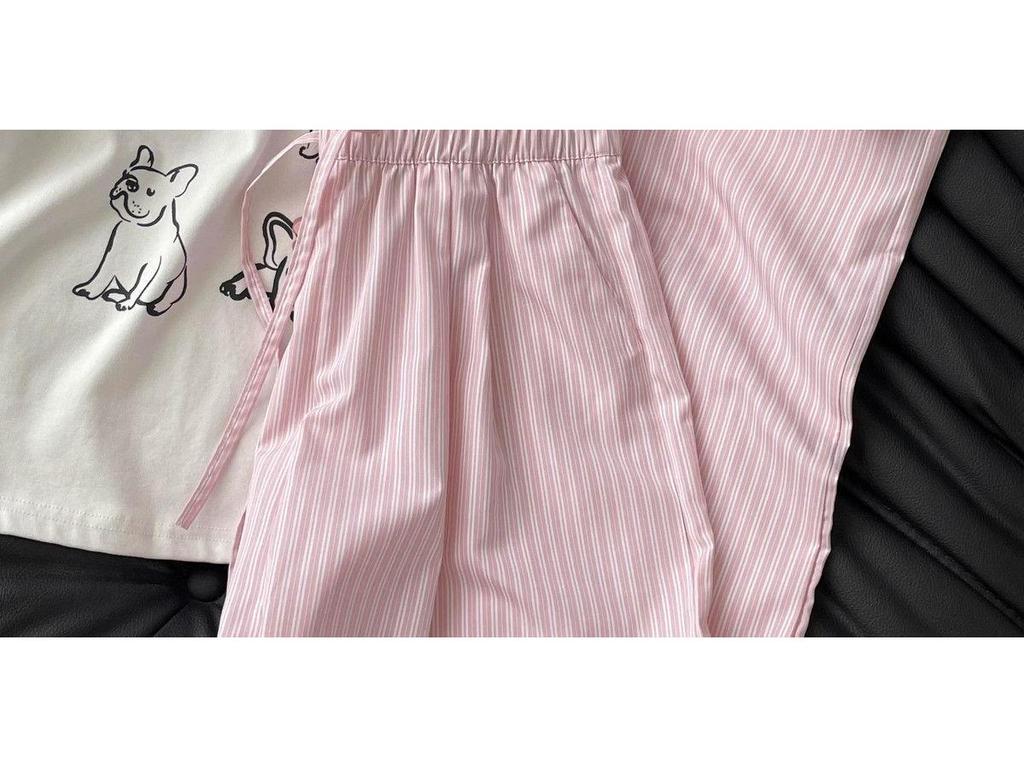 Unisex Blue Vertical Striped Casual Pants: Korean Summer Style, Floor-Length, Straight Wide-Leg, High-End Feel