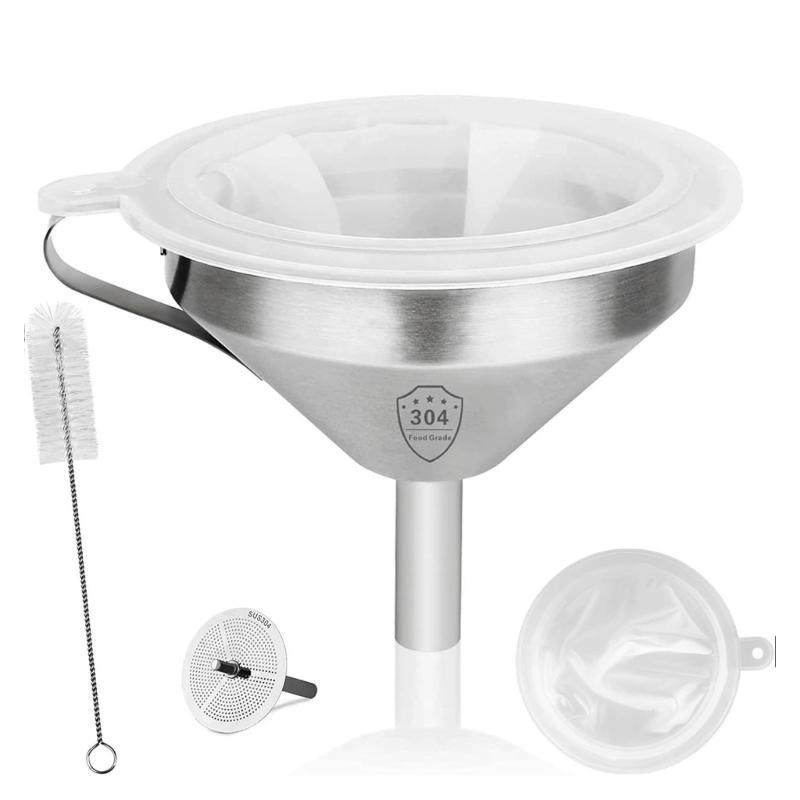 Mehrgrößen-Edelstahlsieb-Filter Vielseitiges Filtersieb-Trichterset zum einfachen Filtern und Ausgießen