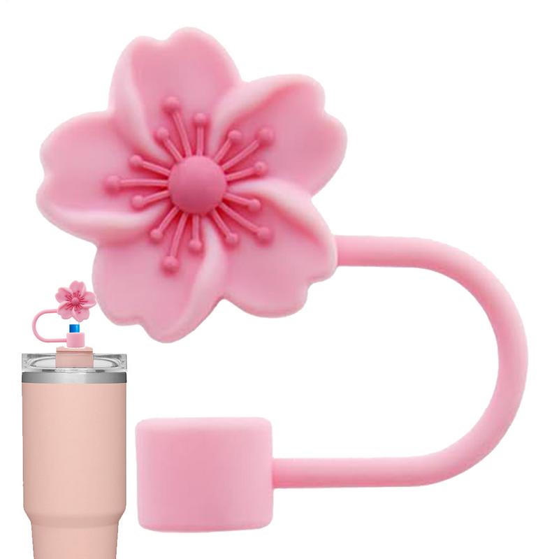 Cup Straw Covers Begonia Flower Straw Cover Silicone Straw Tips Lids Floral Shape Dustproof Straw Stoppers Cup Accessories