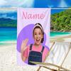1pc Ms Rachel4 Beach Towel with Custom Name, Beach/Swimming/Bath/Picnic/Camping Towel, Suitable for Seaside Beaches