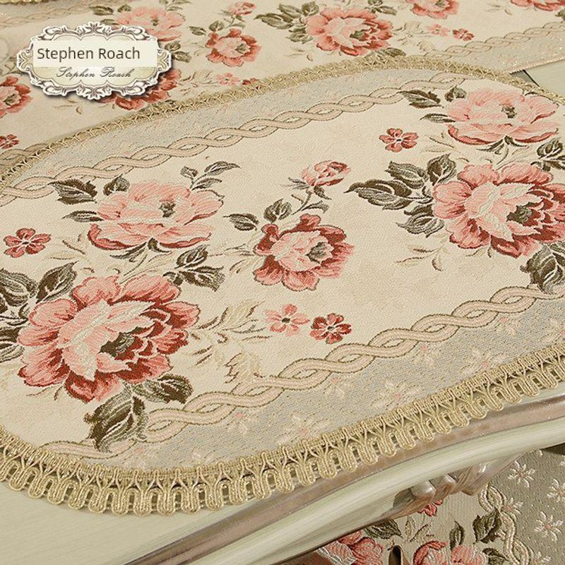 

Stephen European-Style Luxury Fabric Craft Insulation Placemat 27A-delicate red Round placemat 16*16cm