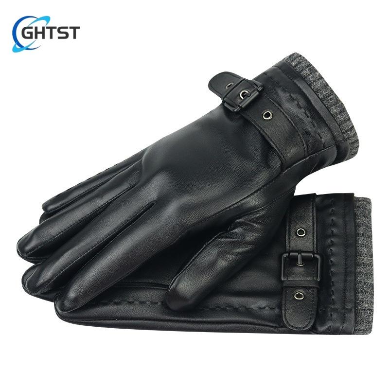 Business Leather Gloves for Men Winter Warm Plus Fleece Thickening  Driving and Riding Sheepskin Glove