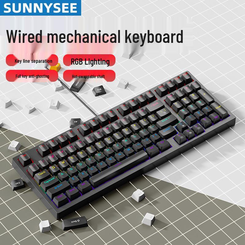 K98 Wired Mechanical Keyboard with Blue/Red/Brown Switches - Detachable Cable for PC, Laptop, Office, Gaming