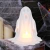Ghost Candle Holder with LED Candle Spooky Ghost Candle Holder Flameless Candle Light for Autumn Nights Halloween Decoration
