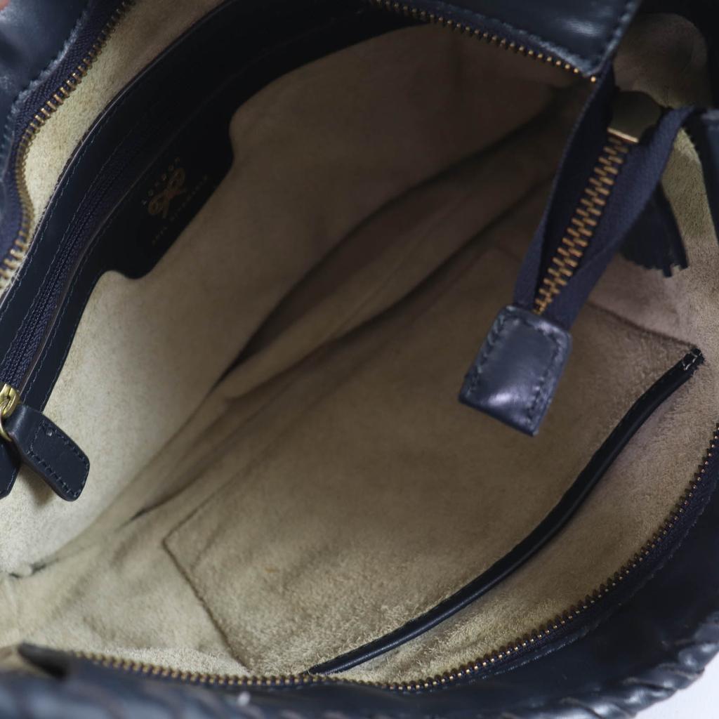 Great ANYA HINDMARCH  Handbag Neeson Hobo Bag Leather Dark gray leather Women Used