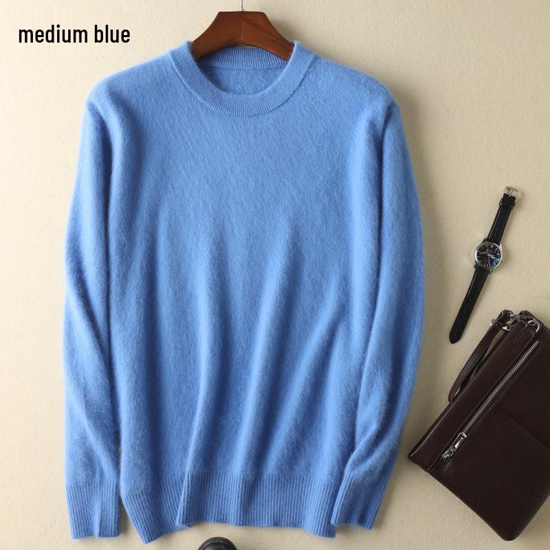 Men's Plus Size Cashmere Mink Velvet Round Neck Sweater - Thickened, Loose Fit for Autumn/Winter
