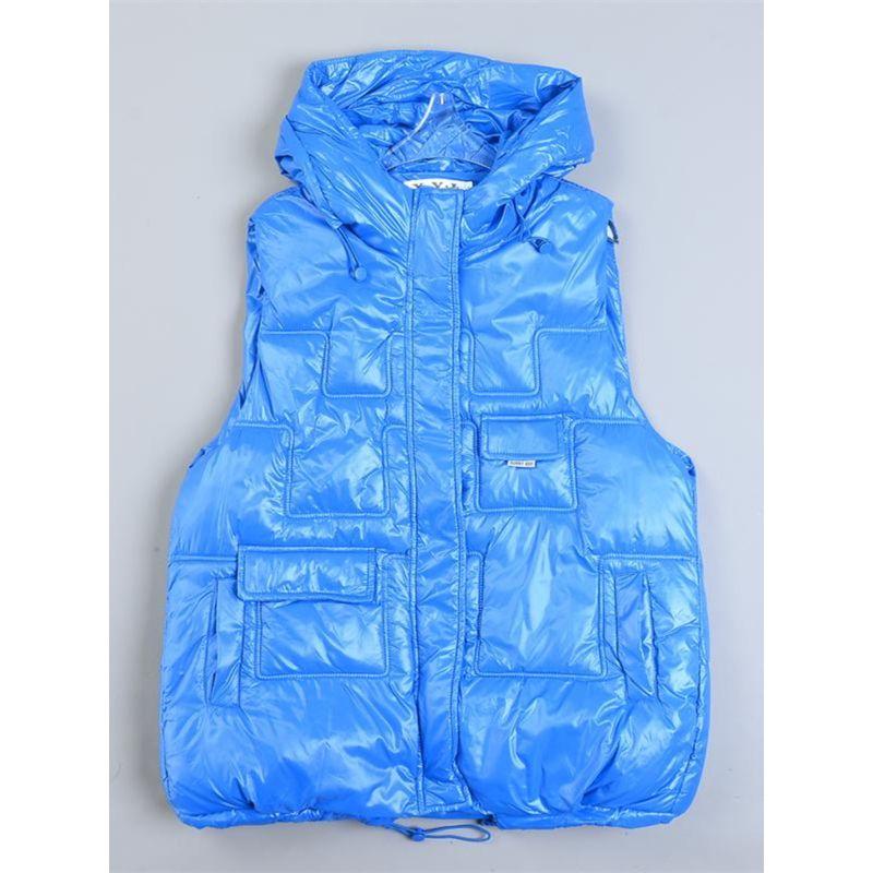 

K-style Hooded Men and Women Cotton-Padded Waistcoat 12.3 L80927 Glossy Parka Parka Sleeveless Thermal Cotton-Padded Coat 1 Baolan L