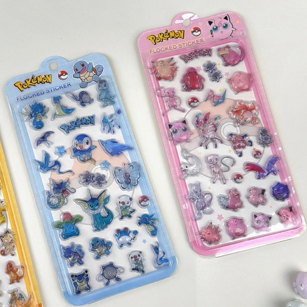 Lovely Cute 3D Crystal Embossed Pokmon Stickers for Kids Journal Decor and Reward Cartoon Waterproof DIY Scrapbooking Stickers