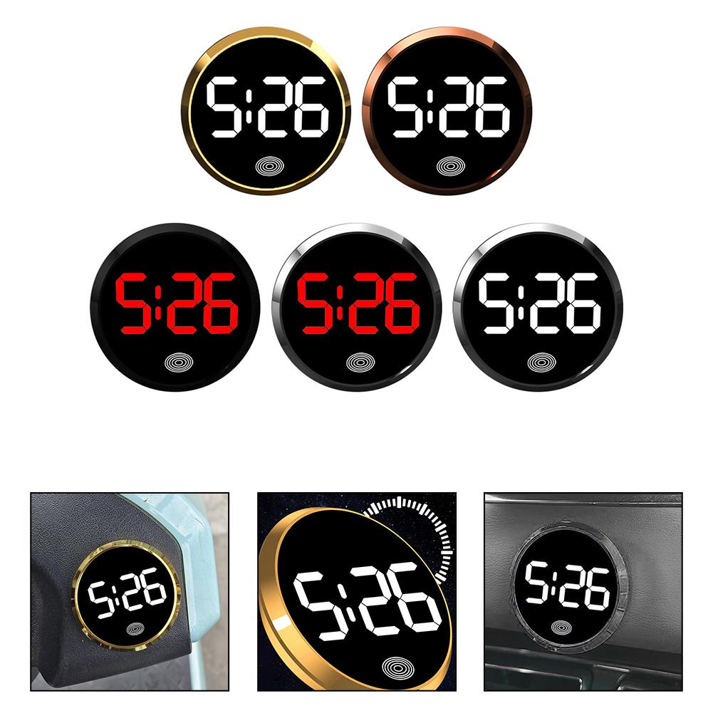 1pc Car Luminous Clock  Automobiles Internal Stick-On Mini Digital Watch Circular LED Electronic Watch Auto Interior Accessories