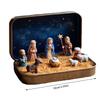 PVC Weihnachtskrippe Mini Größe Blechdose Verpackung Krippenfiguren Set Pferdetrog Design Miniatur Szene Figur