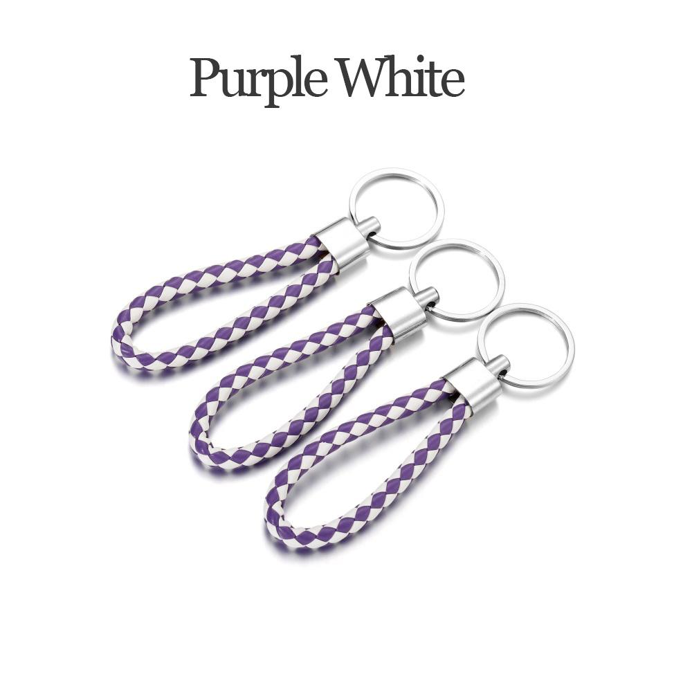 5Pcs/Pack PU Leather Braided Woven Rope Keychain DIY Bag Pendant Key Chain Holder Car Keyring Simple Multiuse Key Holder Gifts