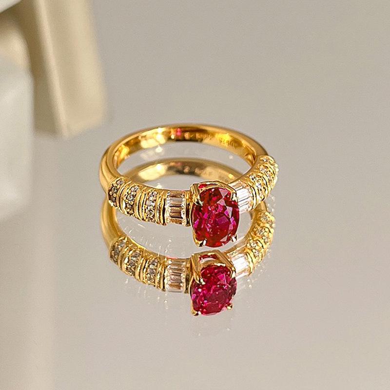 

Diana-Style Red Oval Ring in S925 Sterling Silver - Women s Fashion Accessory Size 6