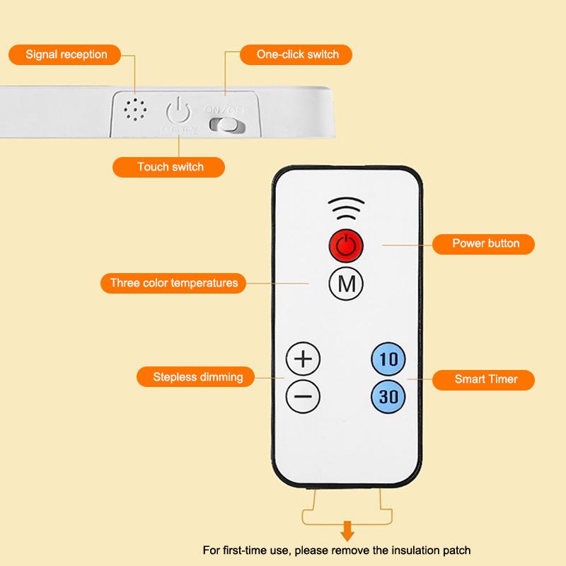 Led Light Magnetic Usb Charging And Plugging Dual-Use Stepless Dimming Cabinet Light Table Lamp Touch /Remote Control
