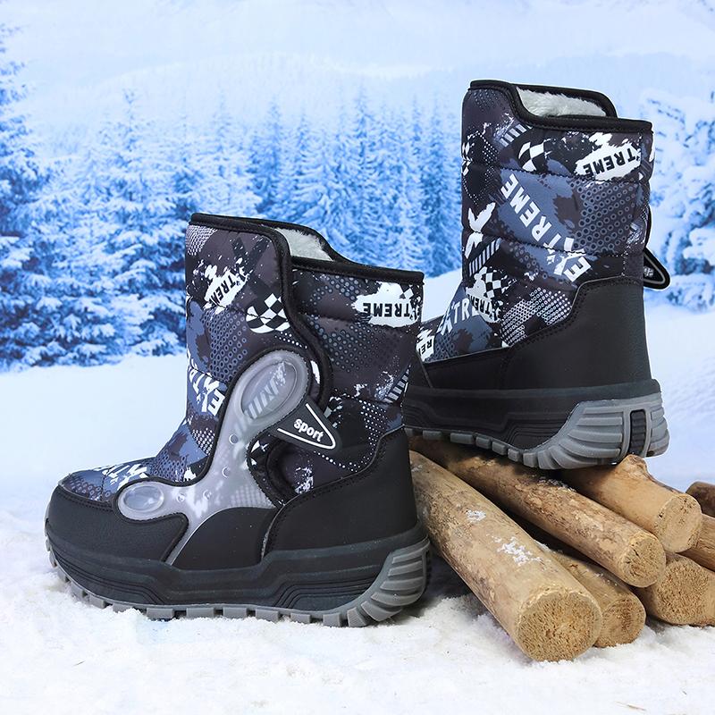 TUINANLE Boys' Winter Snow Boots, Non-Slip, Extra Warm, Medium To Large Sizes, Outdoor Hiking Footwear Children