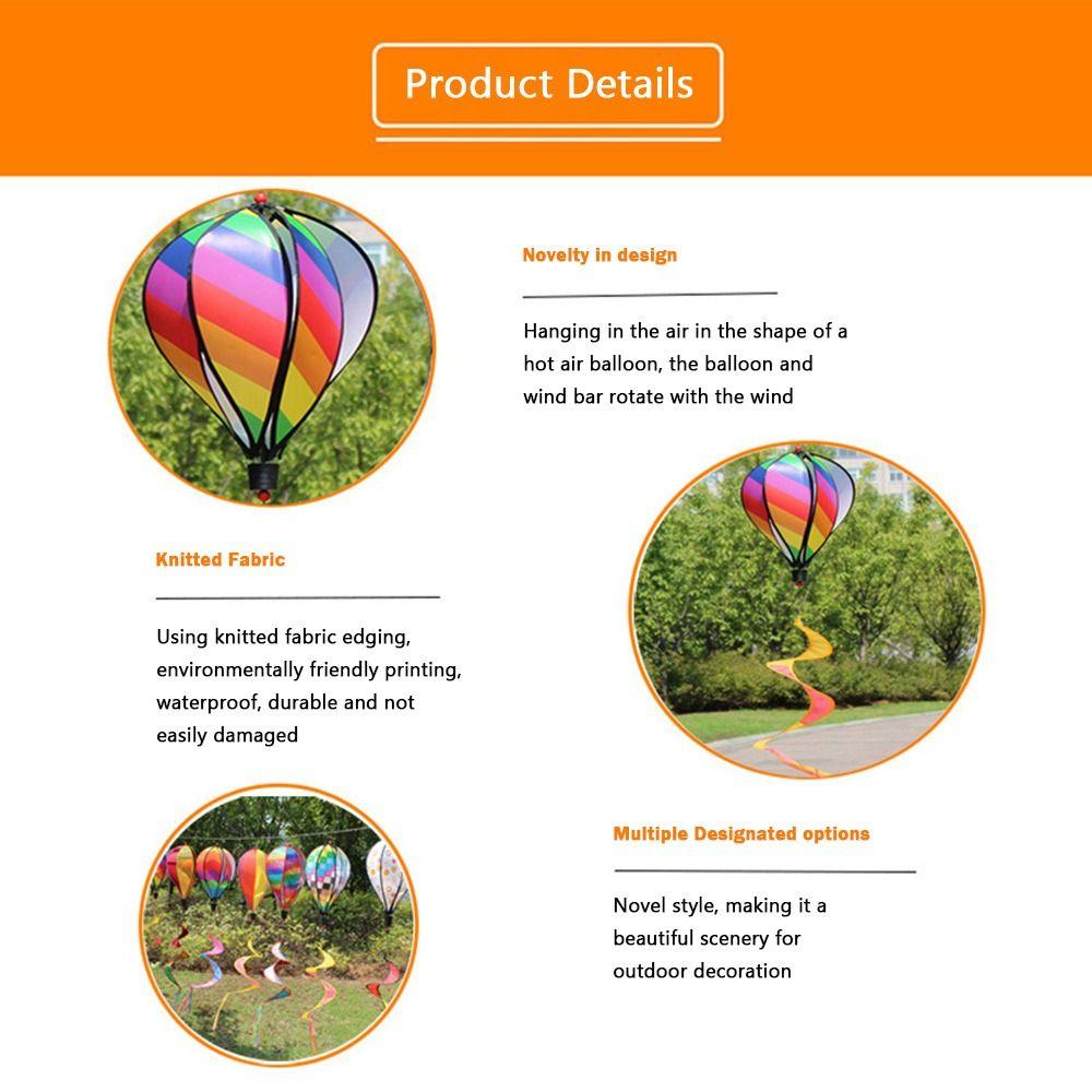 Colorful Design Hot Air Balloon Transparent Material Rainbow Windmill  Garden Decoration