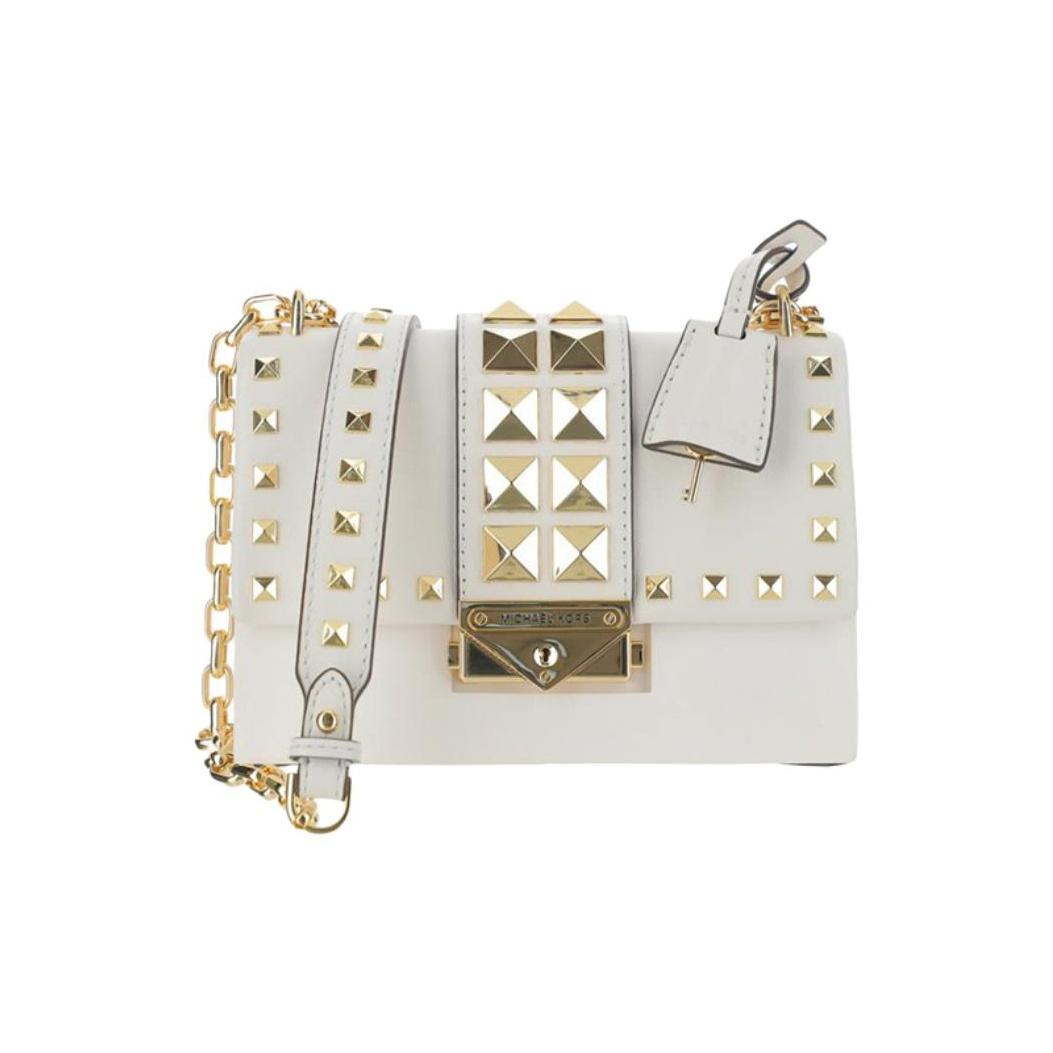 

Michael Kors Mk Cece Metal Rivet Vintage Solid Color Chain Commuter Flap Leather Handbag Crossbody Bag Women Handbags Beige 32T9G0EC0L-085 Basic Set (Bag+Dust Bag)
