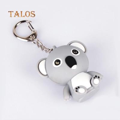Cartoon Koala LED Sound Keyring Car Key Chain Handbag Hanging Decor Gift Toy Suspension Trinket
