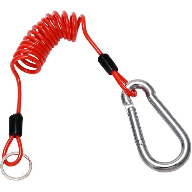 FizLig 6Ft Breakaway Trailer Cable 4 Pack - Coiled Spring Wire, Emergency Brake Safety Cable For RV Camper 5Th Wheel Trailer Towing Accessories