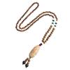 Ethnic Retro Vajra Bodhi Pendant Necklace with Wooden Beads
