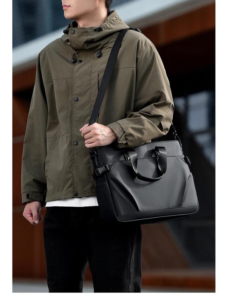 Men's Black Waterproof Oxford Briefcase – Large Capacity, Versatile Commuter Bag