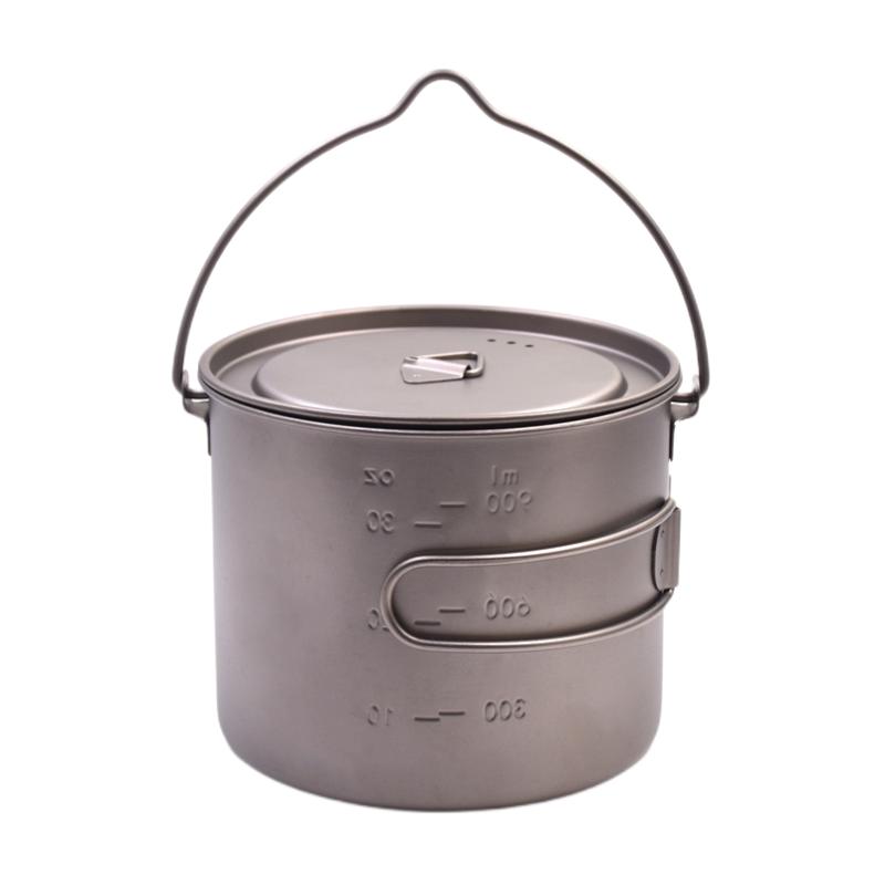 Oem Polar Outdoor Titanium Pot Coffee Hiking Camping Accessories Cookware Hanging Pan Cooking Cup Pot With Portable Bag