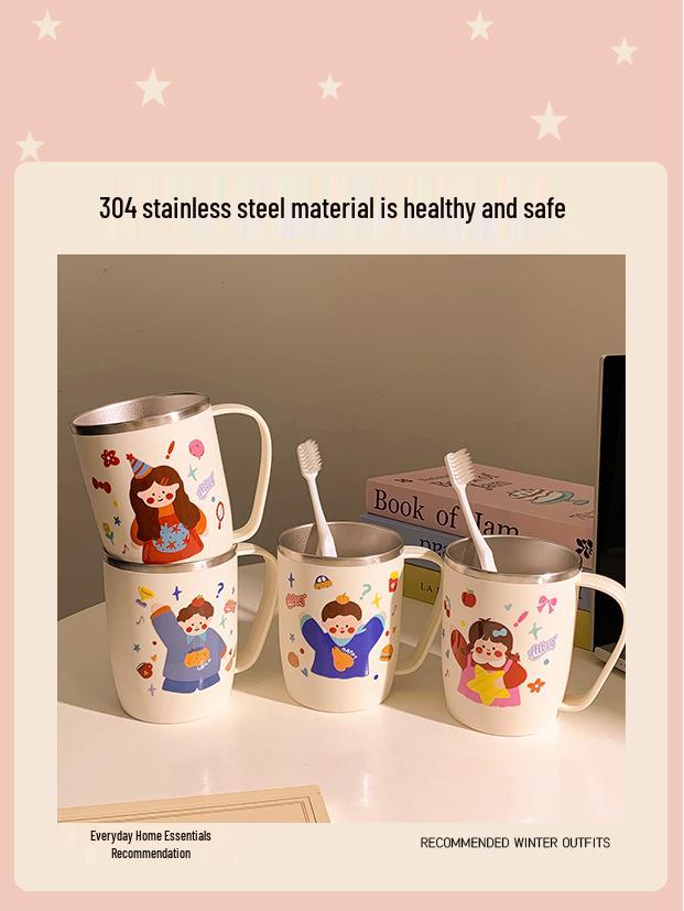 Whimsical Family Stainless Steel Cartoon Toothbrush Cup