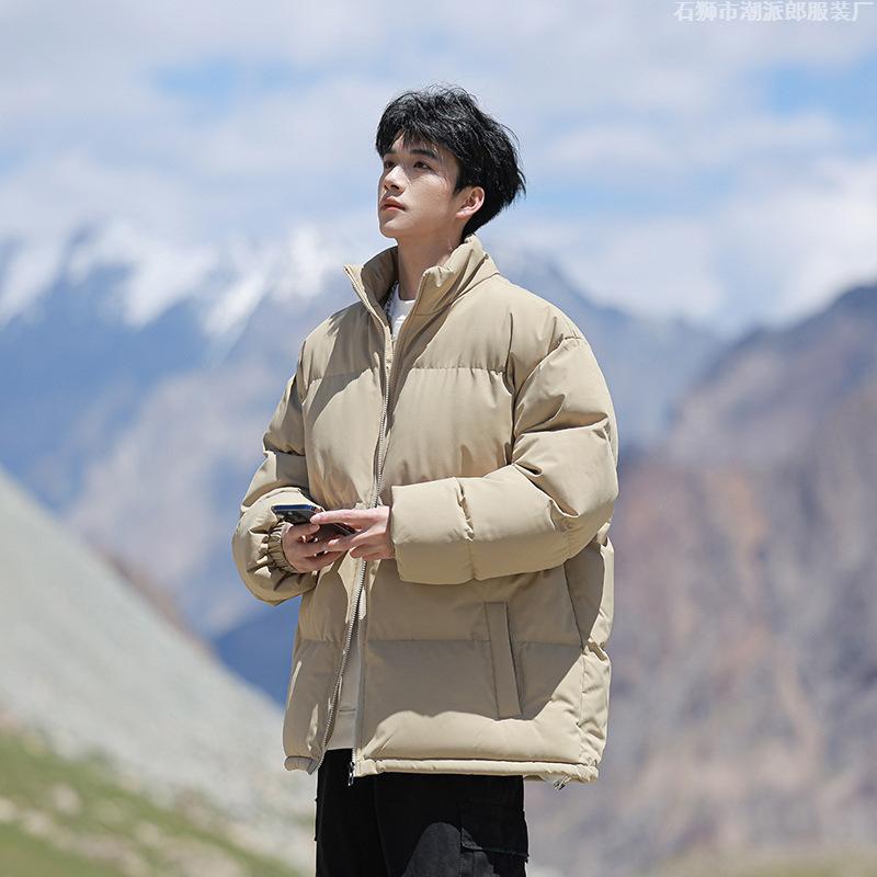 Winter Coat Men's Cotton Clothes New Men's Coat Couple Contrasting Color Stand-up Neck Cotton-padded Clothes Casual Warm Bread Clothes