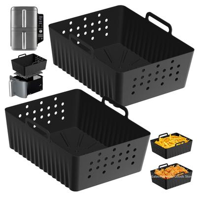 Reusable Silicone Air Fryer Liners for Ninja SL400/SL401 Ventilated Non-Stick Design Multi-Use for Fries Chicken Bread Baking