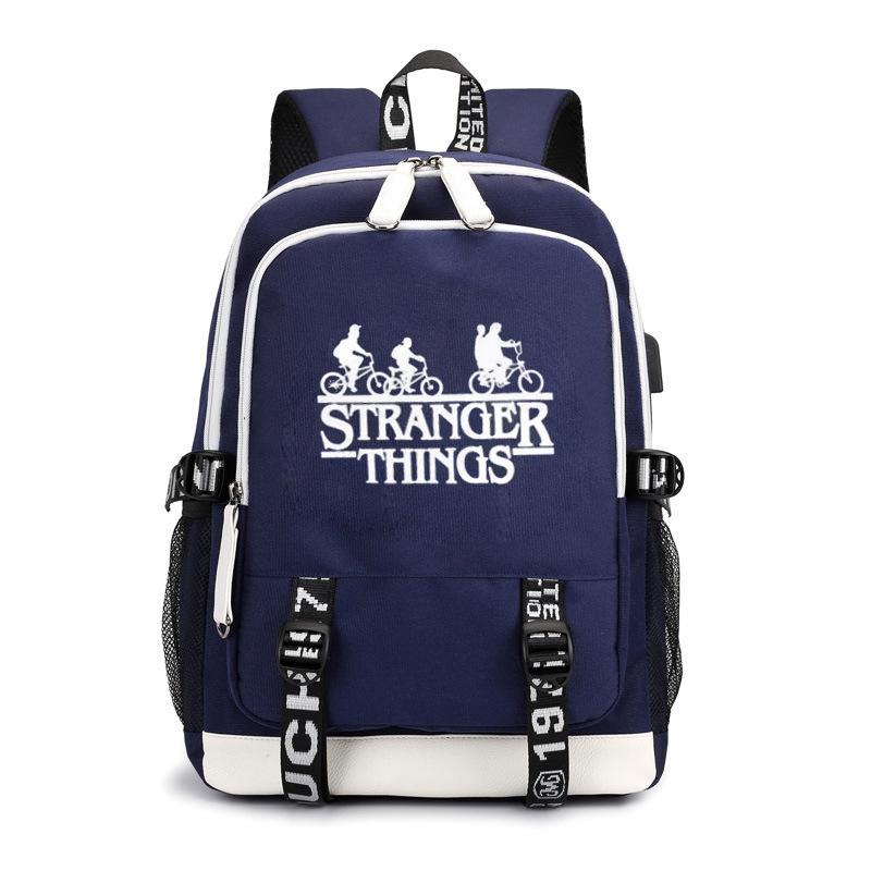Stranger Things Stranger Backpack Usb Charging Luminous Backpack Middle School Bag Ship according to the picture