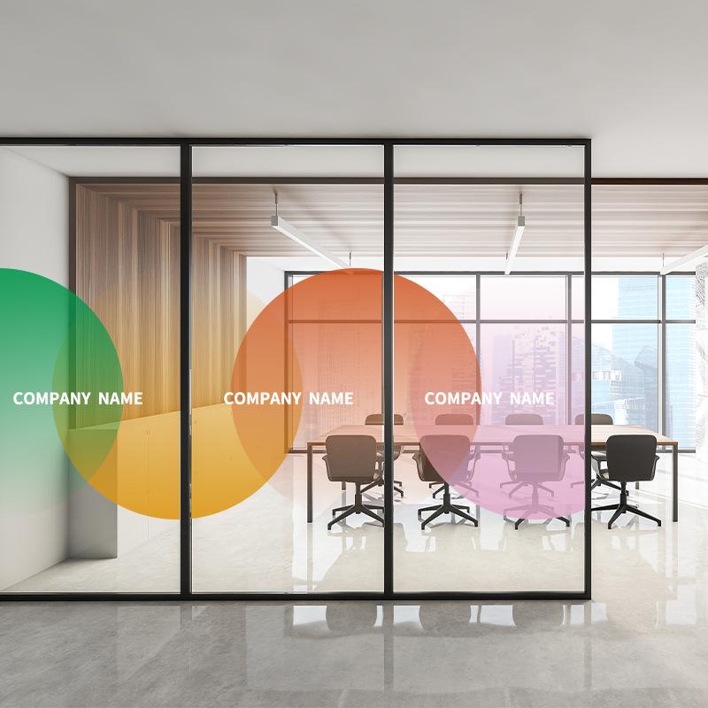 Ultra-Transparent Gradient Glass Film: Round Removable Office Partition Sticker