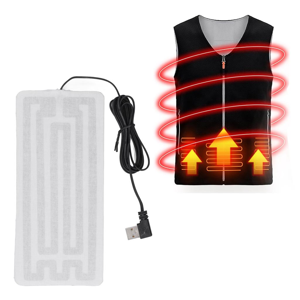 USB Heating Film 7.5x3.5in Safe Durable Carbon Fiber Machine Washable USB Heated Pad for Waist Body Winter
