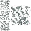 Detailliertes graues PVC-Dinosaurierskelett-Set mit Triceratops und anderen Fossilien