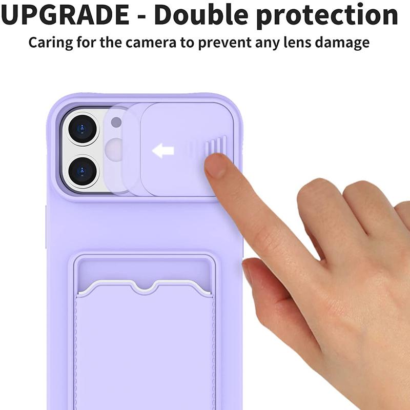 Slide Camera Protection Card Bag Phone Case For Iphone 14 12 11 13 Pro Max X Xr Xs 6 7 8 Plus Mini Se Soft Silicone Wallet Cover