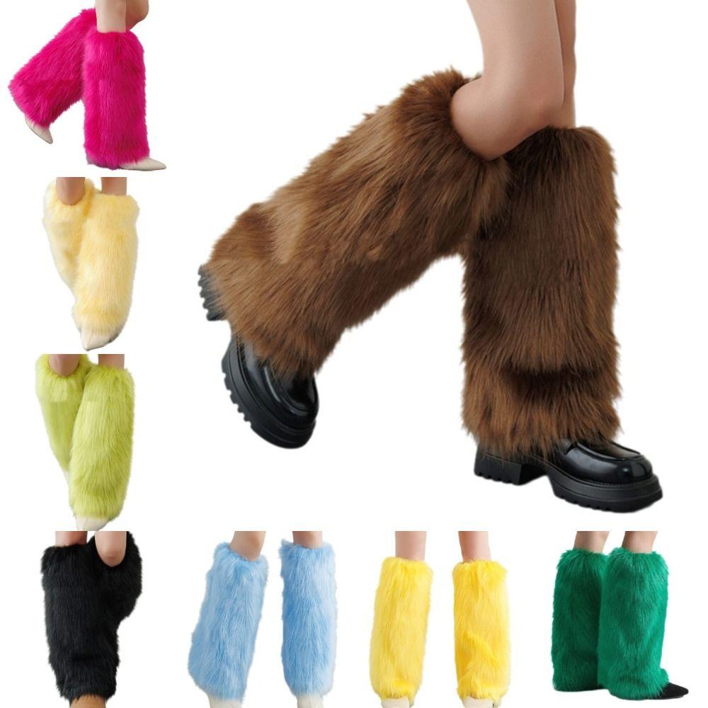 Y2K Flauschige Beinwärmer Kunstpelz Kniehoch Mädchen Socken Harajuku Stil Lolita Stiefelüberzieher Cosplay Verwendung