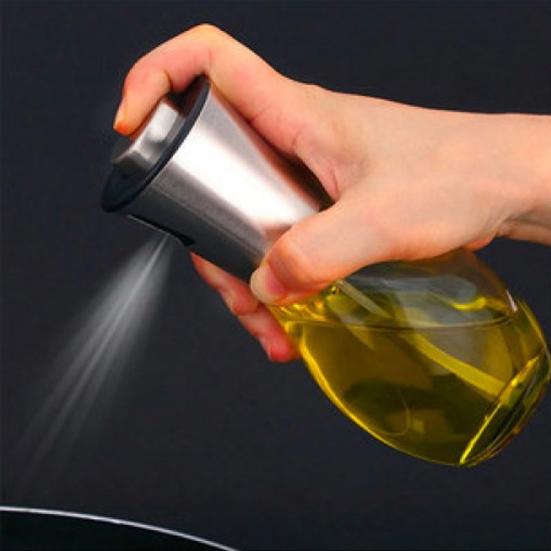 Oil Spray Bottle Transparent Kitchen Supply Reusable Press Type Oil Spray Empty Bottle Practical Multi-purpose Smooth Surface