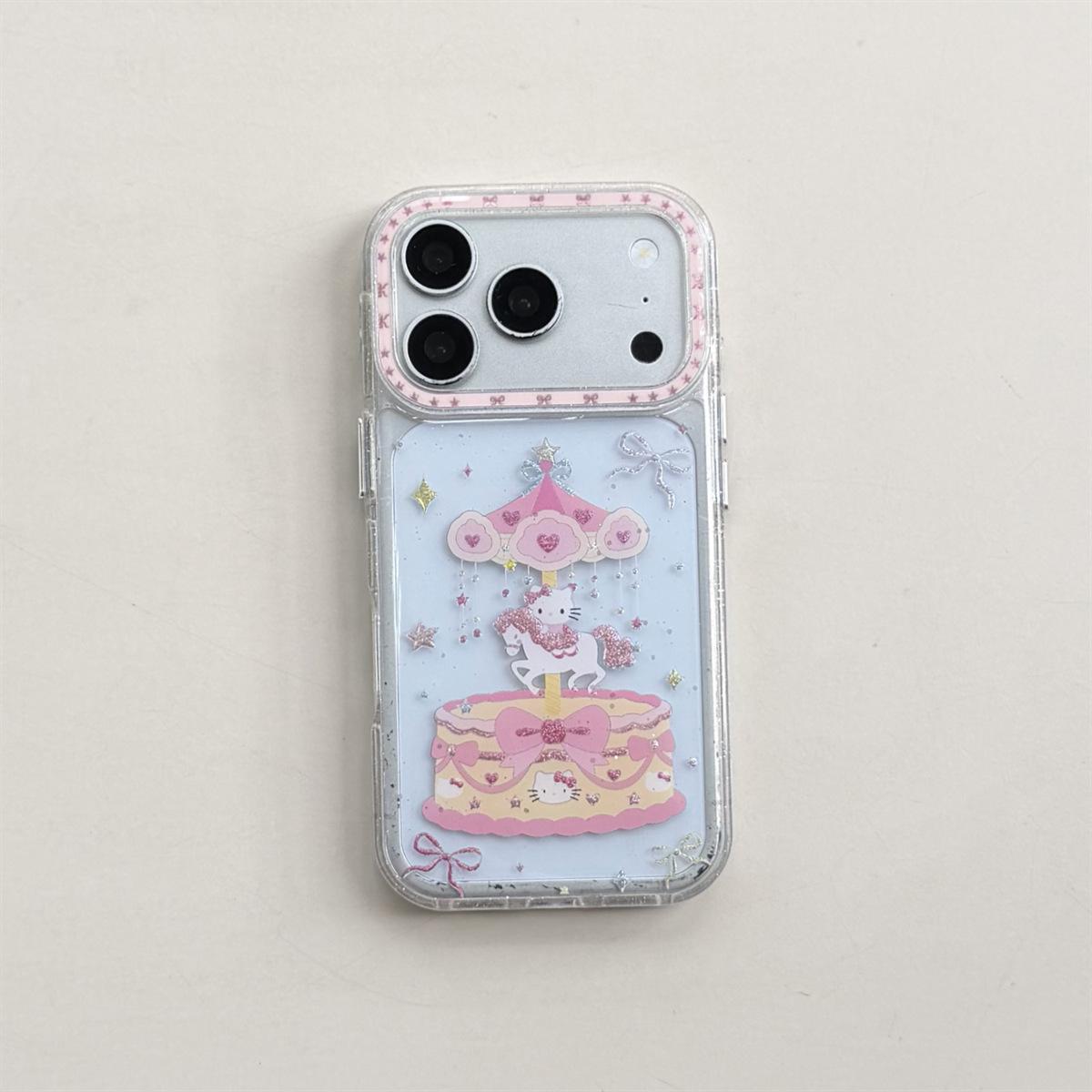 

Gilded Resin Wooden Horse iPhone 14/13 Pro Max Case – Drop-proof, KT Cat Design iPhone 16 Pro Max