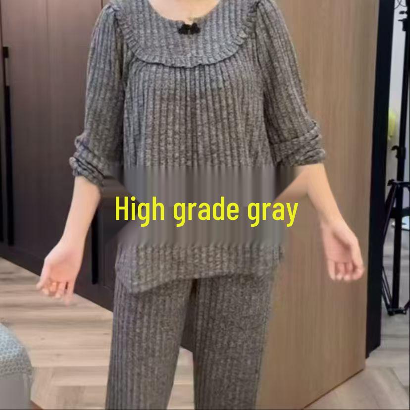 Women's Corduroy Pajama Set - One-Piece, Round Neck, Loose, Comfortable Home Wear for Autumn/Winter