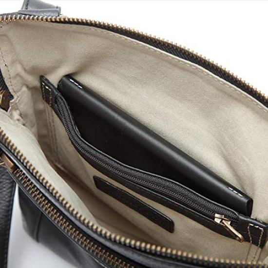 Hirano Bags Herren Umhängetasche aus echtem Leder, A5-Aktenordner-Passform, Vertikal, Crossbody, 22,5 cm breit + Original Lammfell Handschuhe, Marineblau