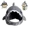 Lustige Halloween-Katzenkleidung Haifisch-Kapuzenmütze, Winter Plüsch Warme Kopfbedeckung, Gemütliches Niedliches Hut-Accessoire für Katzen Kleine Hunde Lustige Foto-Requisiten Leicht