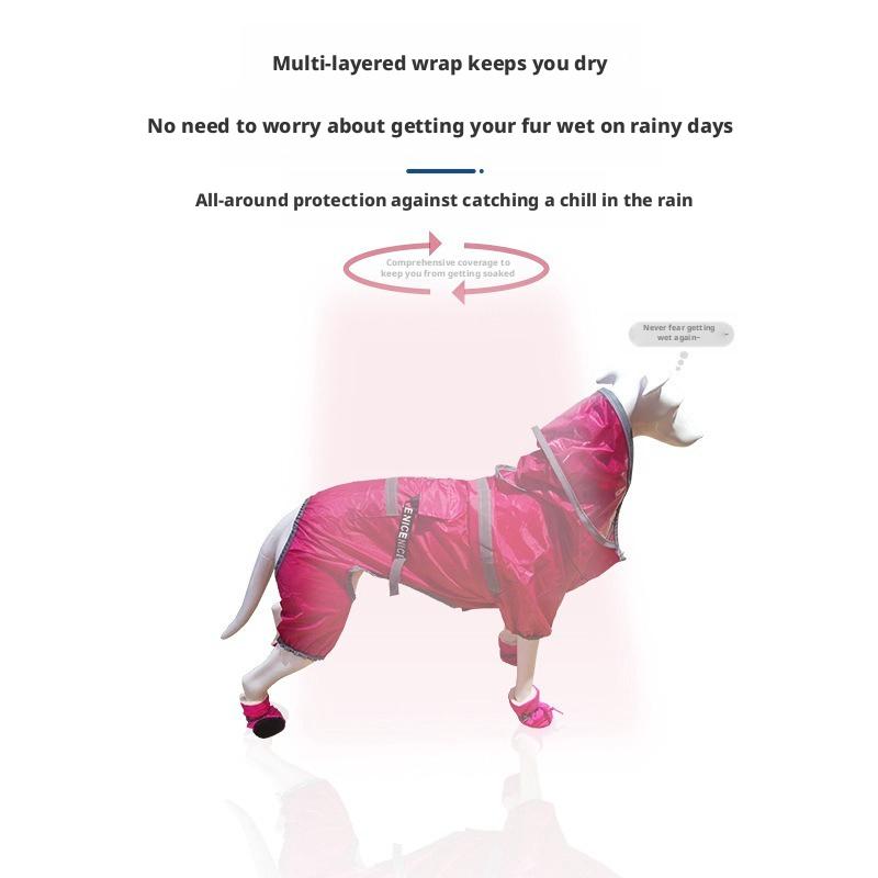 Reflective Dog Raincoat with Clear Hood Waterproof 4-Legged Pet Rain Jacket for Small Medium Dogs 5