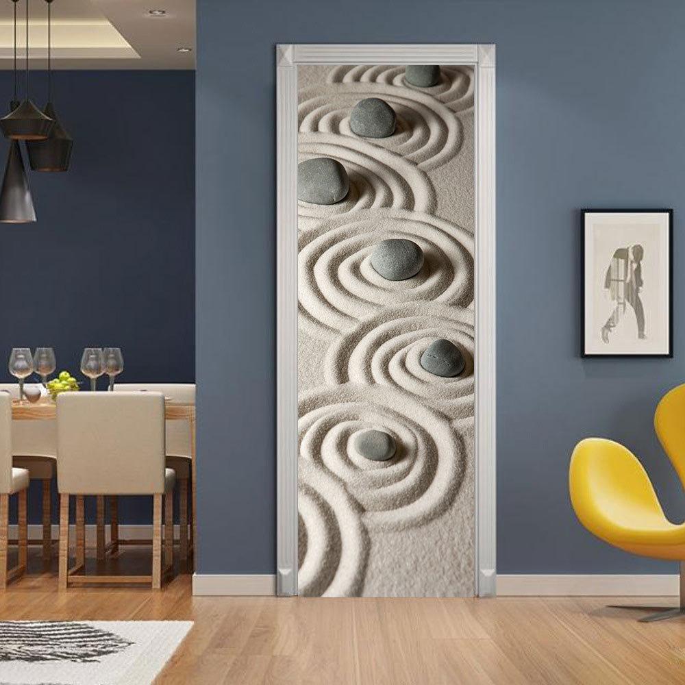 3D-Türaufkleber mit Kopfsteinpflaster-Simulation, selbstklebende Tapete zum Abziehen und Aufkleben, Wandaufkleber, Dekoration, abnehmbarer Vinyl-DIY-Wandaufkleber