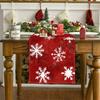 Festive Red Snowflake Table Runner Christmas Decoration Linen Fabric for Coffee Table Dining Room