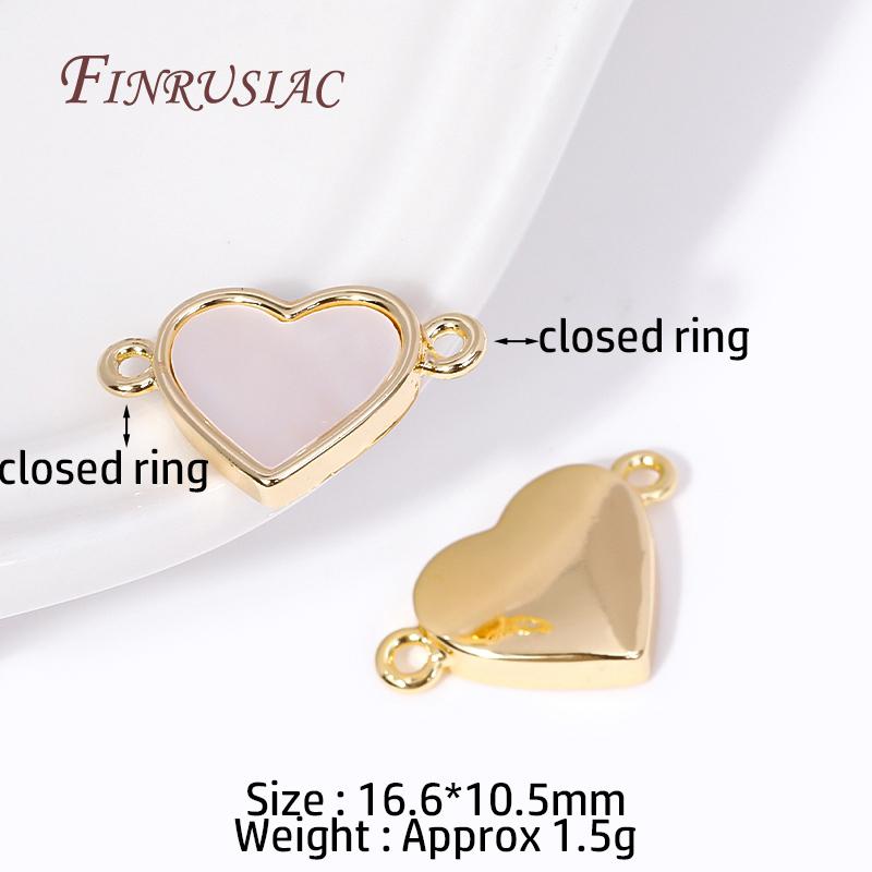 High Quality DIY Jewelry Making Accessories For Women Fashion 18K Gold Plated Inlay Natural Shell Heart Connect Charms Pendants