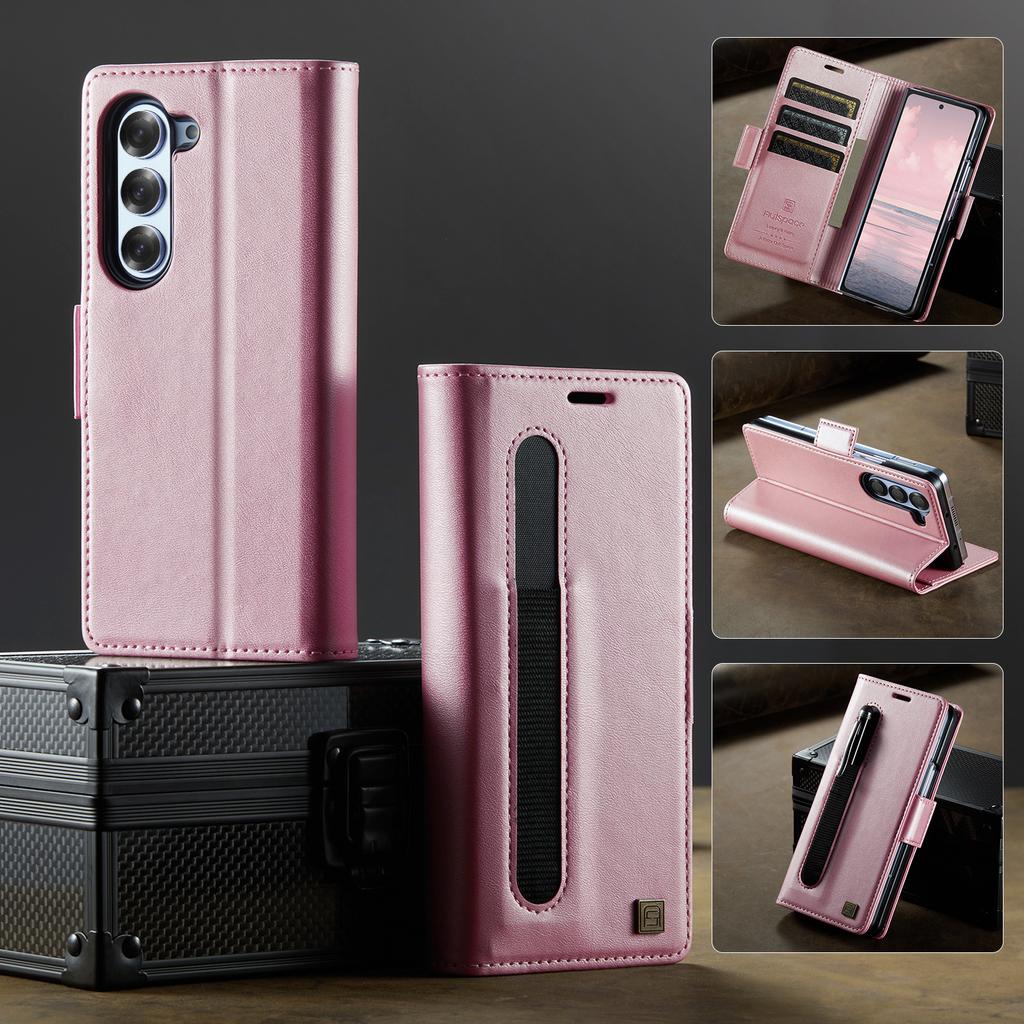 For Samsung Galaxy Z Fold5 / Z Fold6 / Z Fold7  Wallet Case with Card Slots & Kickstand, 360° Protection Leather Case