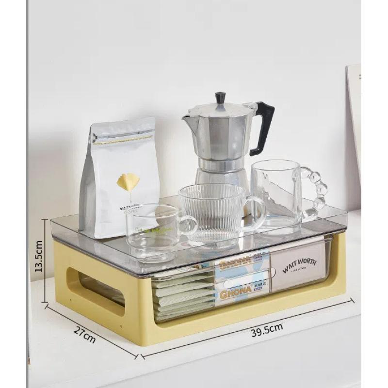 Coffee Table Dust-proof Cup Storage Box Plastic Multi-layer Transparent Storage Rack Drawer-type Office Storage File Storage
