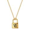 12MM Padlock Laser-Engraved Roman Numerals Stainless Steel Necklace