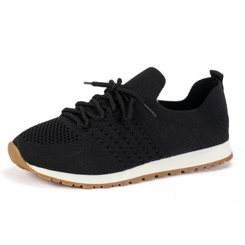 fashion Brown Knit Breathable Sneakers Shoes Women New Soft Sole Platform Flats Woman Plus Size 43 Non Slip Casual Shoes